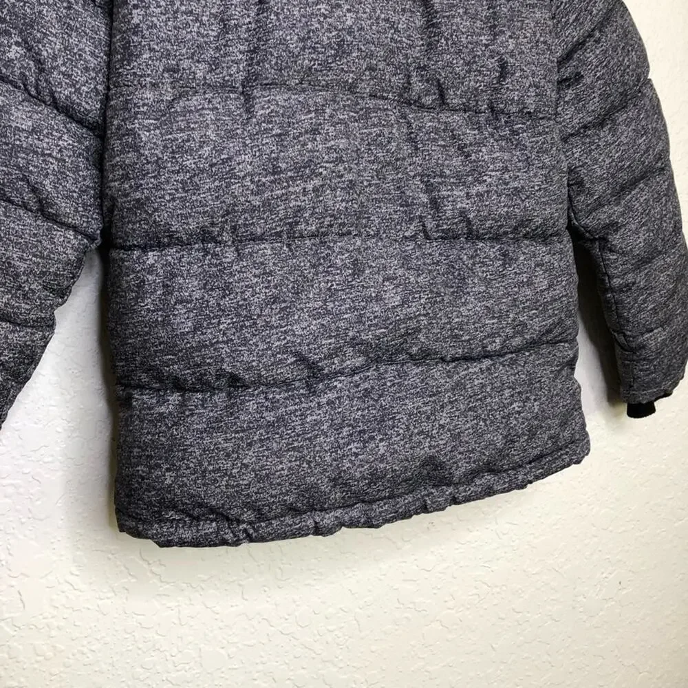Eddie Bauer boys gray black puffer hooded coat size Medium 10 - 12